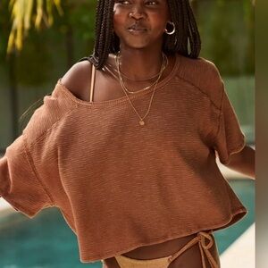 Aerie waffle print cropped top